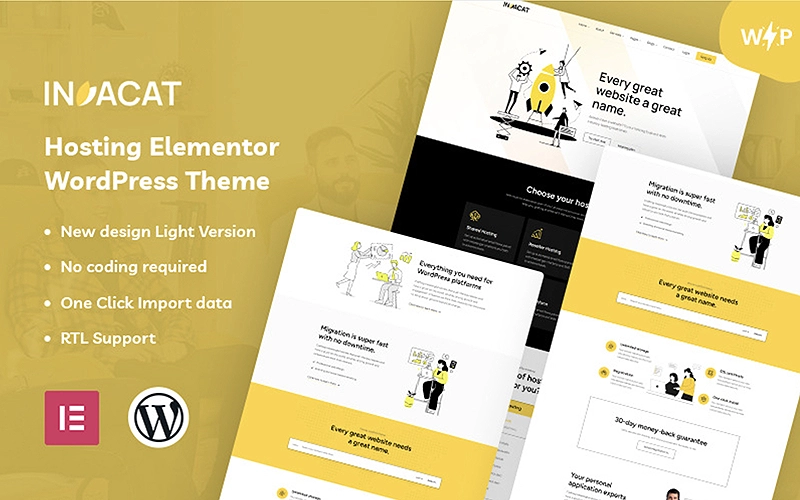 Invacat - Hosting Elementor WordPress Theme | Premium Website Templates & Themes | Travolgi Themes
