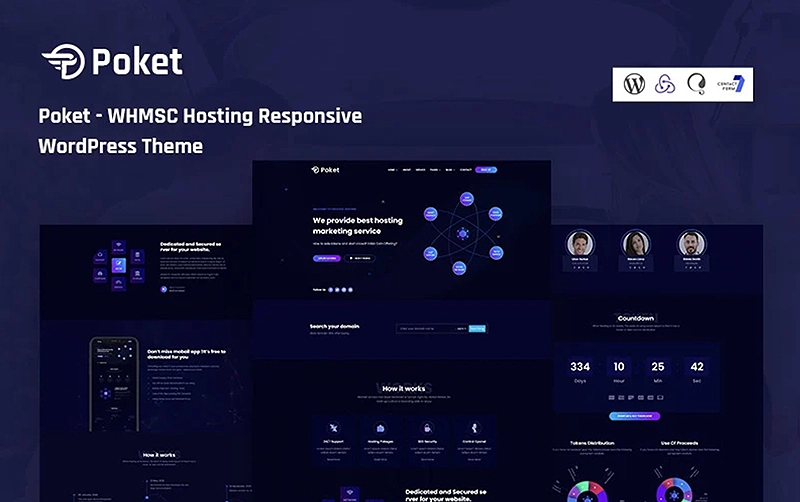 Poket - WHMSC Hosting Responsive WordPress Theme | Premium Website Templates & Themes | Travolgi Themes