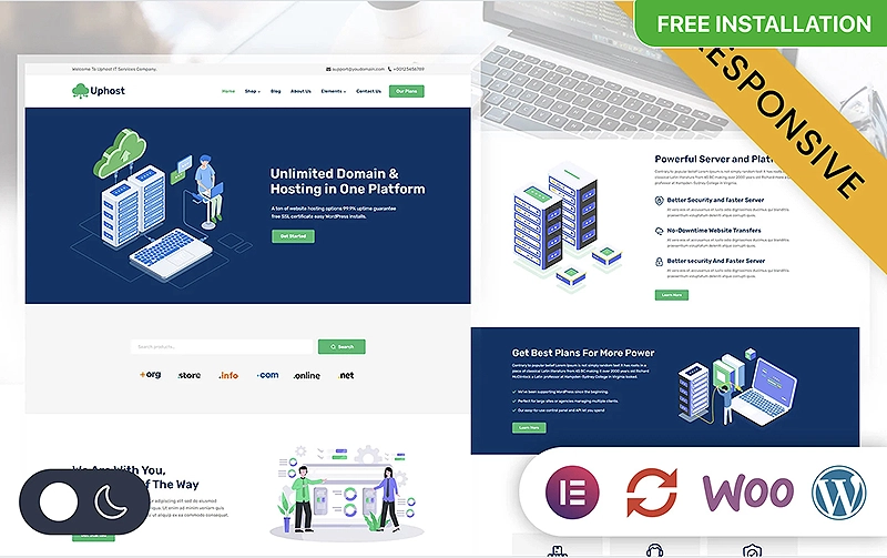 Uphost - Web Hosting Service Elementor WordPress Responsive Theme | Premium Website Templates & Themes | Travolgi Themes