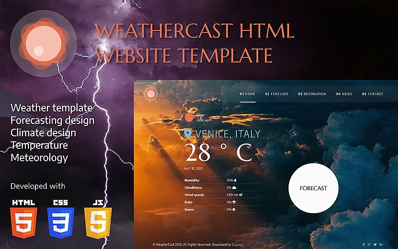 WeatherCast HTML5 template with striking design | Premium Website Templates & Themes | Travolgi Themes WeatherCast HTML5 template with striking design | Premium Website Templates & Themes | Travolgi Themes